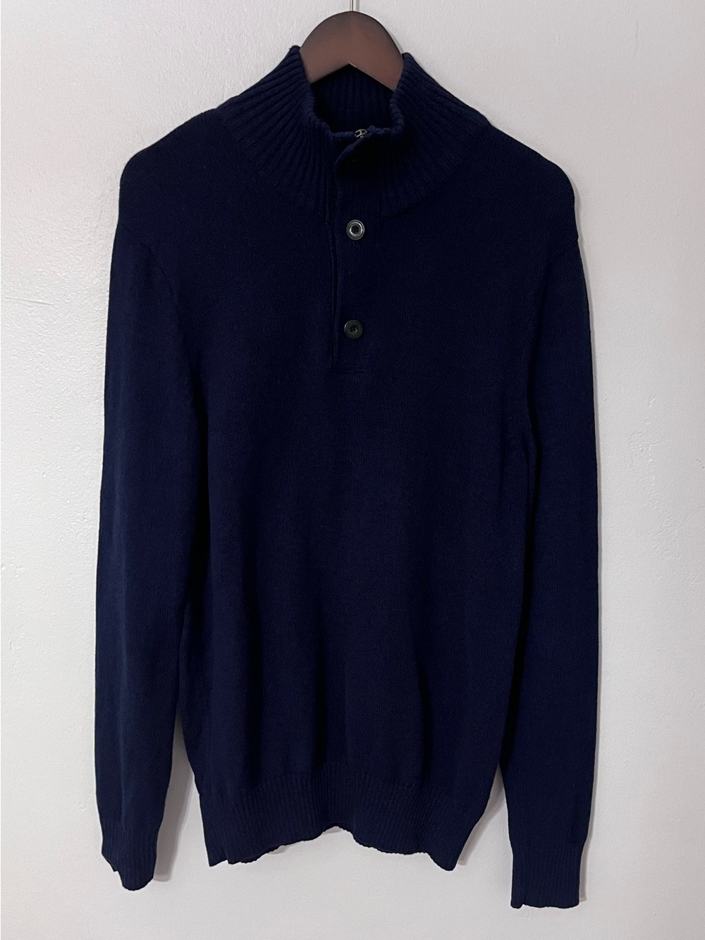 American Eagle Men’s Navy Cotton Quarter Zip Mock Neck Sweater L